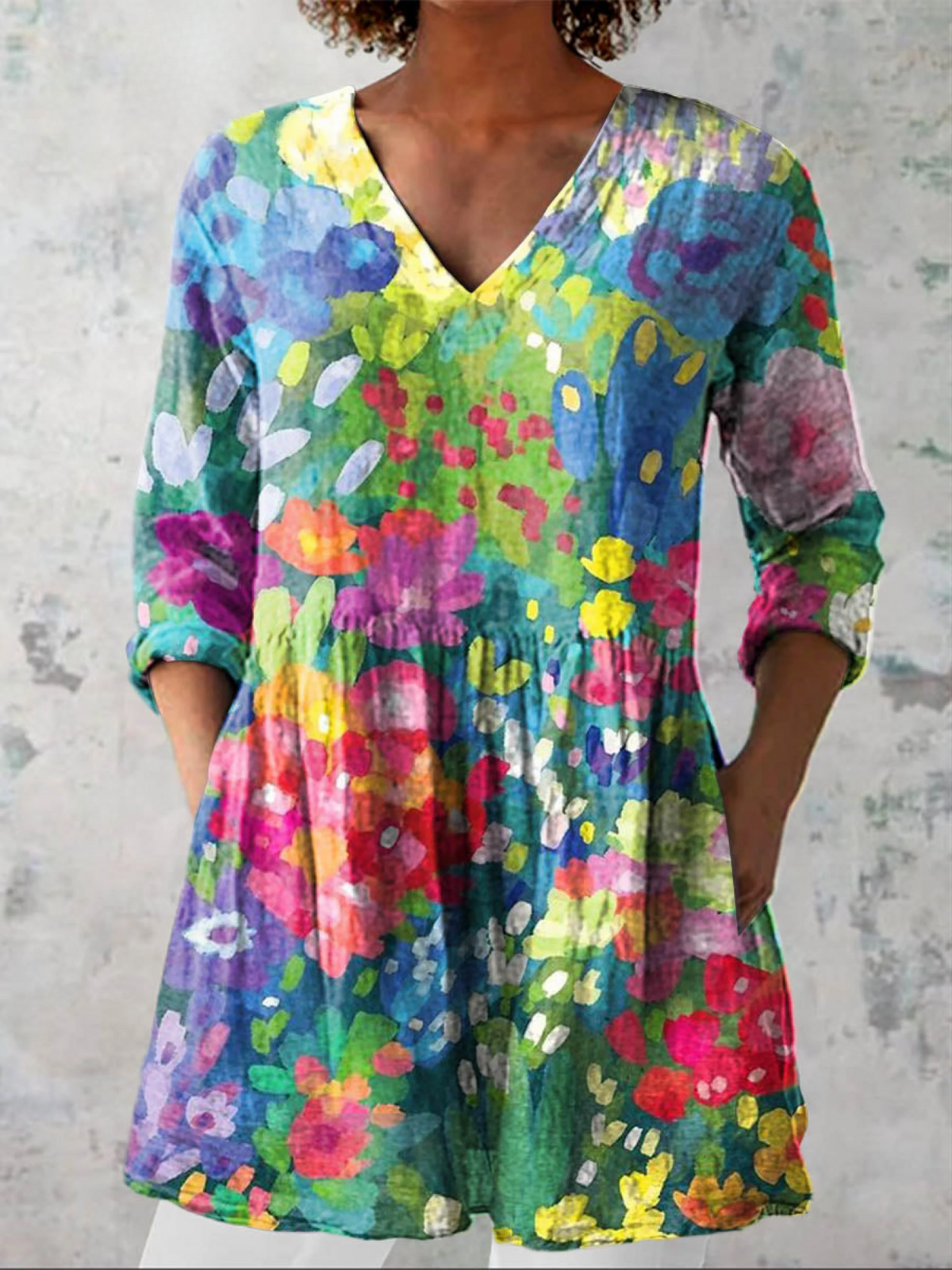 Belle - Long Blouse with V-Neck