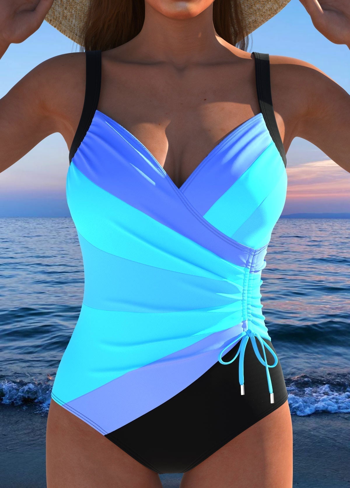 Charlote - Luxury Surplice Swimsuit With Multicolor Print
