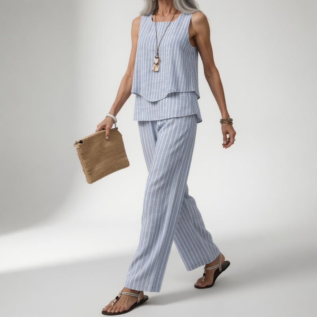 Evangeline - Coastal Striped Two-Piece Set
