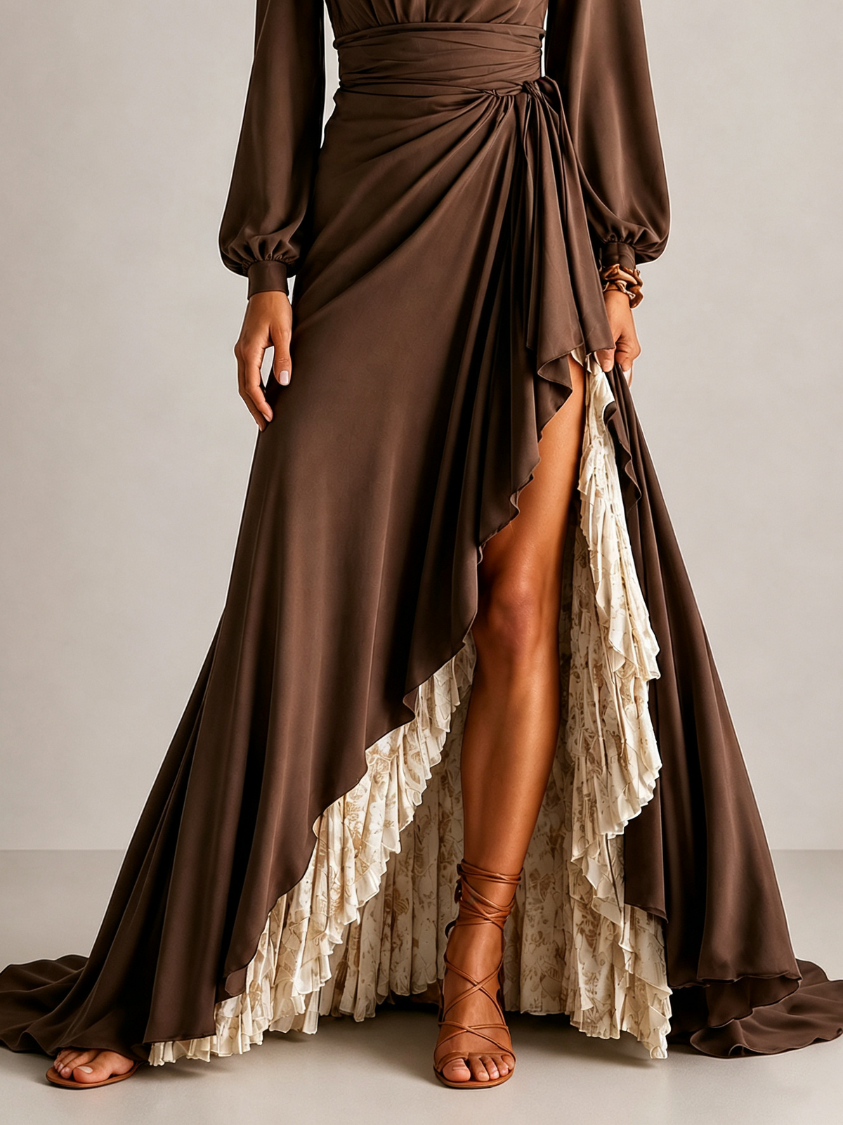 Adelaide – Wrap V-Neck Ruffle Maxi Dress