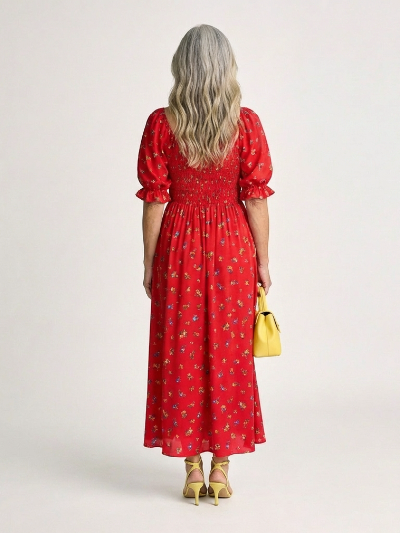Dasey - Square Neck Floral Midi Dress