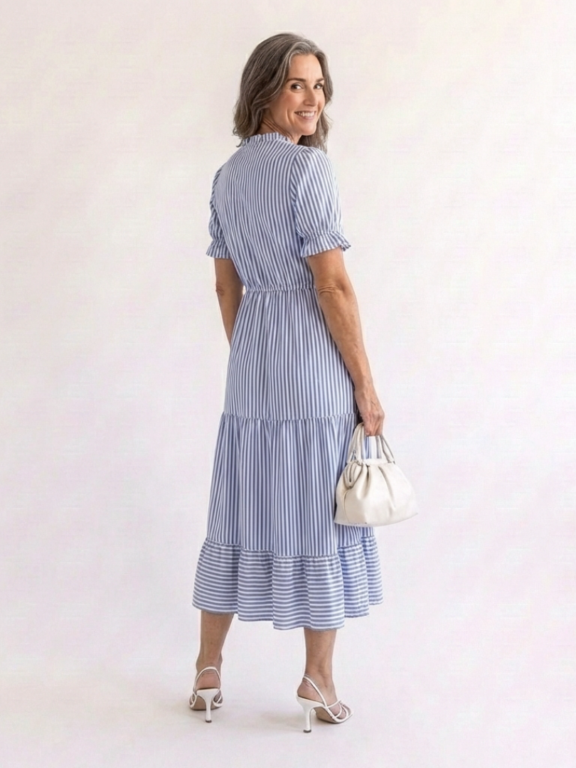Glady - Short Sleeve Striped Midi Dress