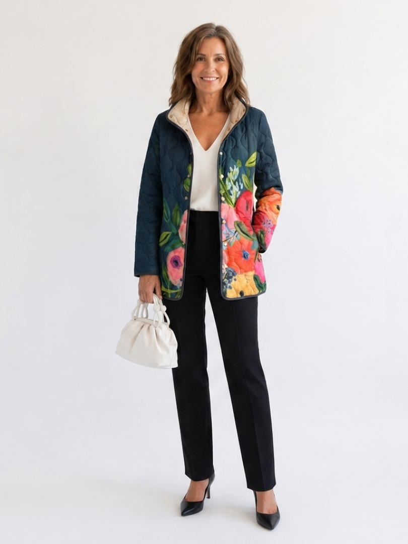 Zinnia – Quilted Painted Floral Jacket