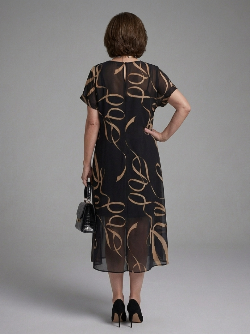 Seren - Abstract Midi Dress With Short Sleeves
