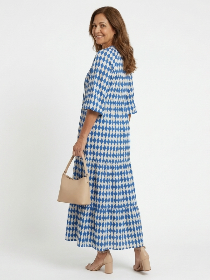 Alodia - Diamond Print Midi Dress