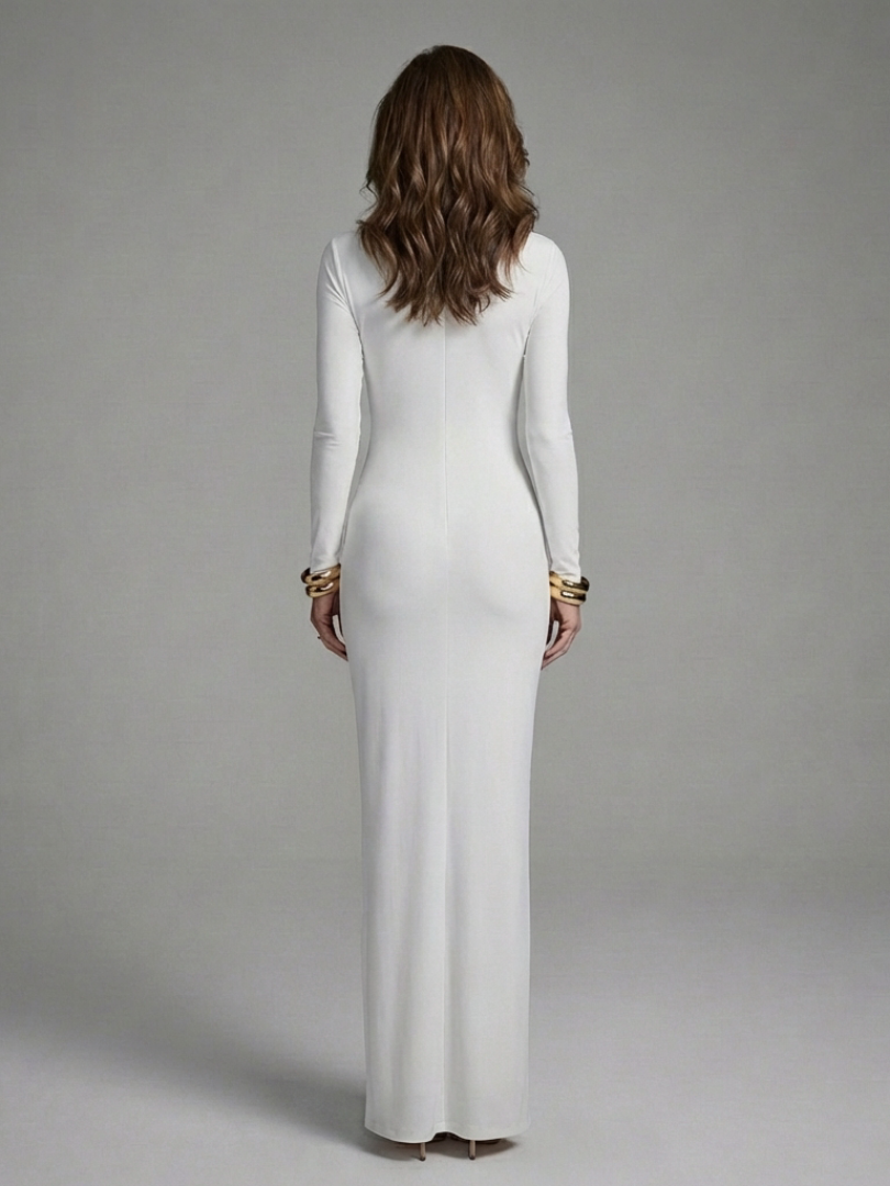 Zaria - High Neck Maxi Dress With Long Sleeves