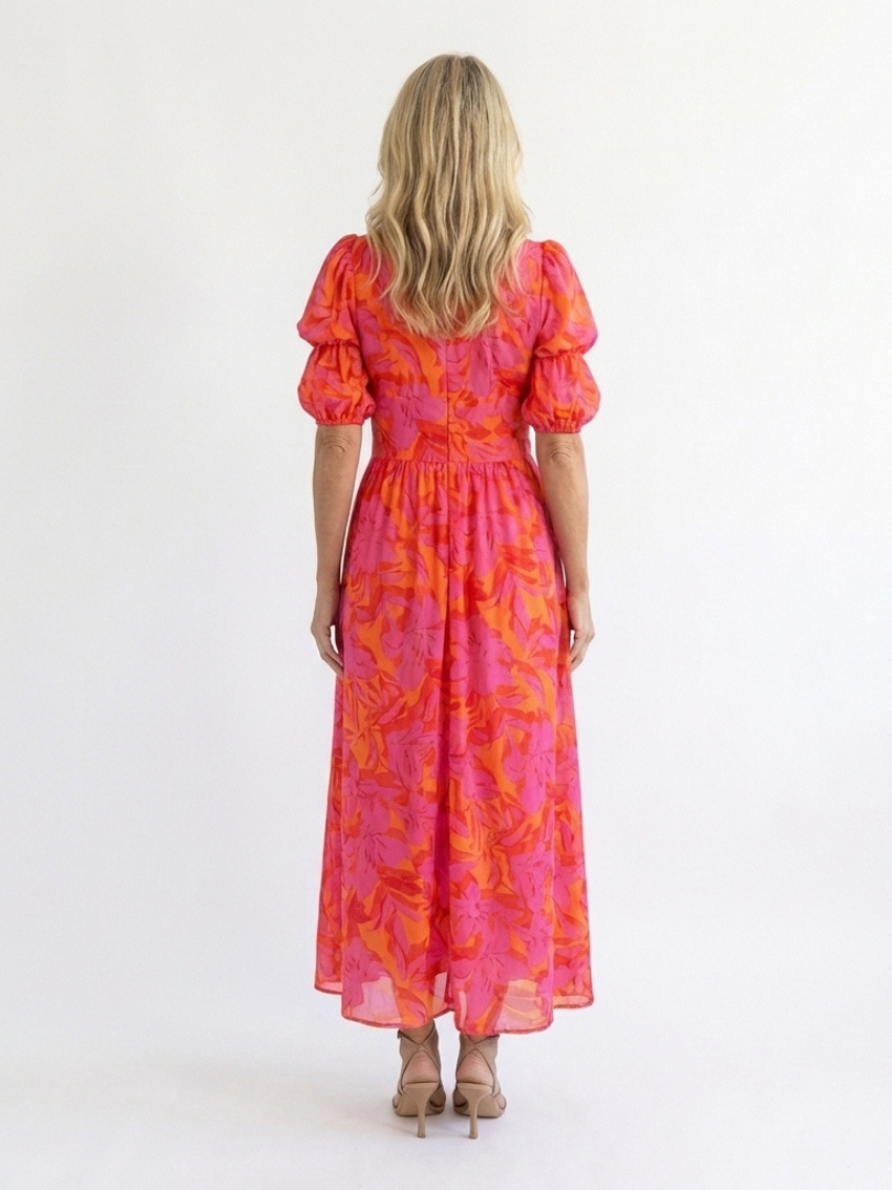 Devina - Floral V-Neck Midi Dress