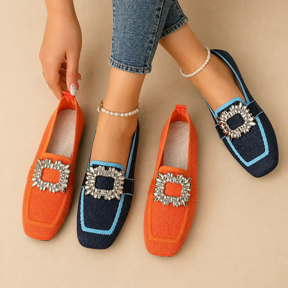 Elizabeth - Crystal Buckle Loafers