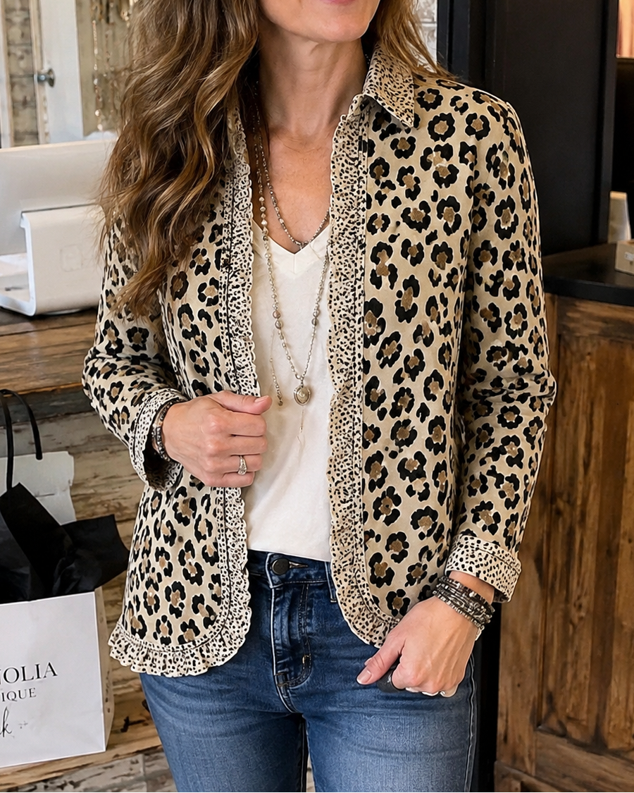 Helen - Leopard Print Ruffle Shacket