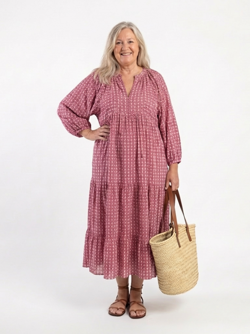 Arlene - Geometric Print Midi Dress