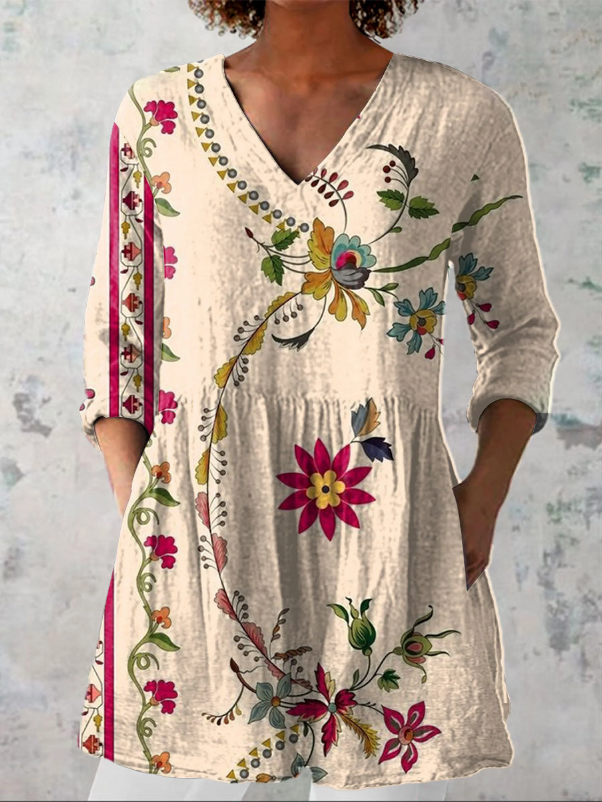 Kylie - Long Blouse with V-Neck