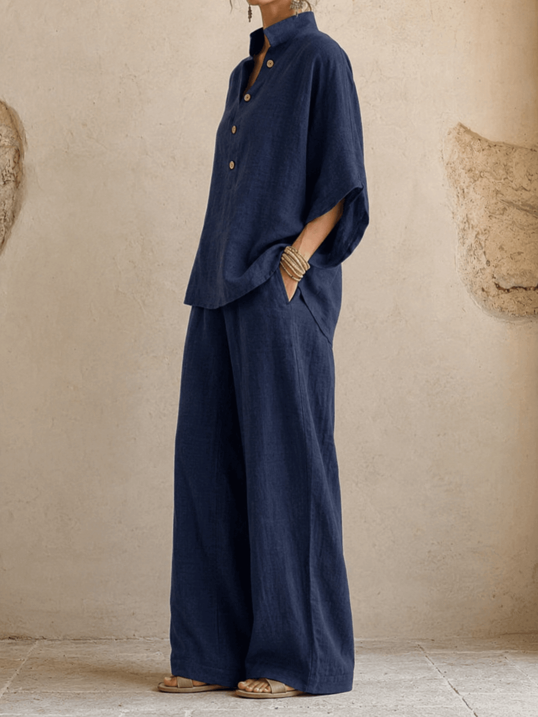 Carmen – Batwing Blouse and Wide-Leg Pants Set