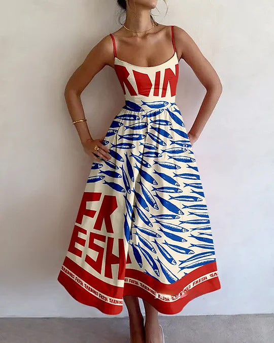 Gina - Coastal Art Midi Dress