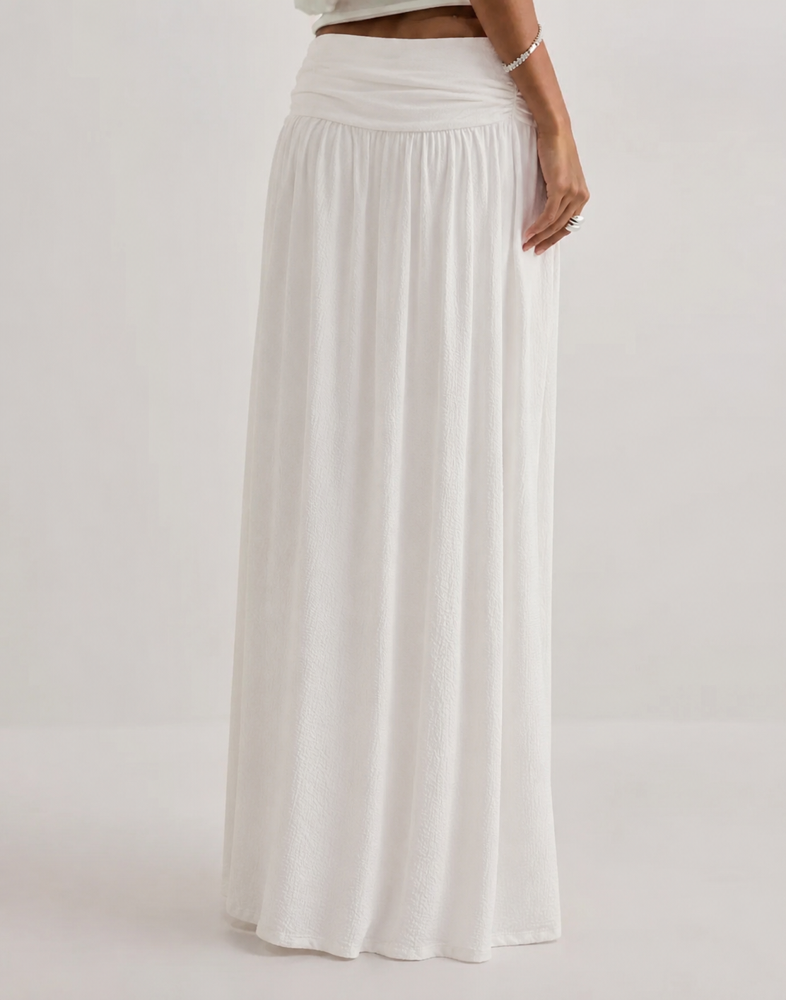 Maxine - Ruched Low Rise Maxi Skirt