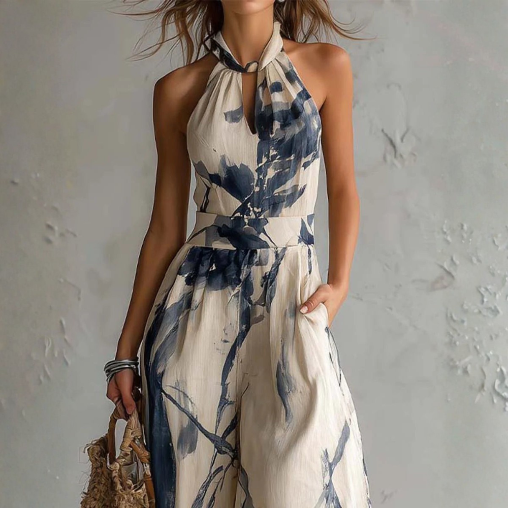 Nirva - Elegant Artistic Print Jumpsuit