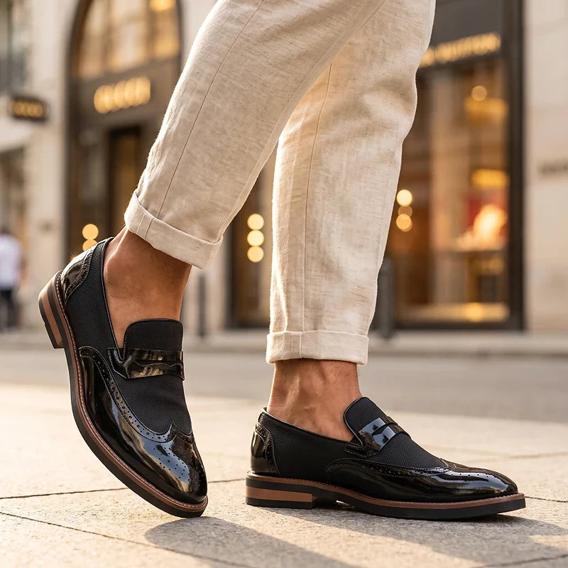 Everett - Leather Woven Brogue Loafers