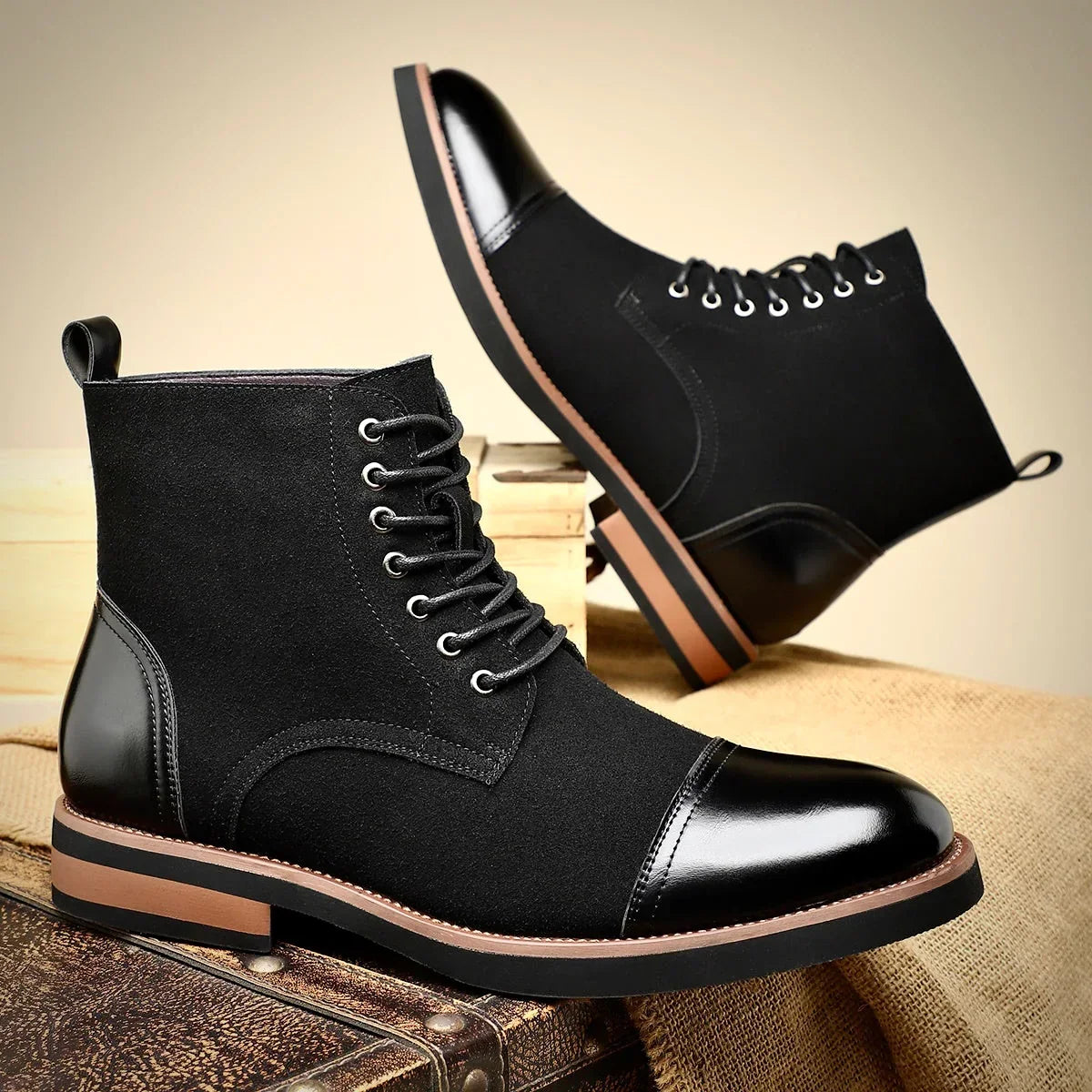 Bryce – Two-Tone Oxford Leather Boots