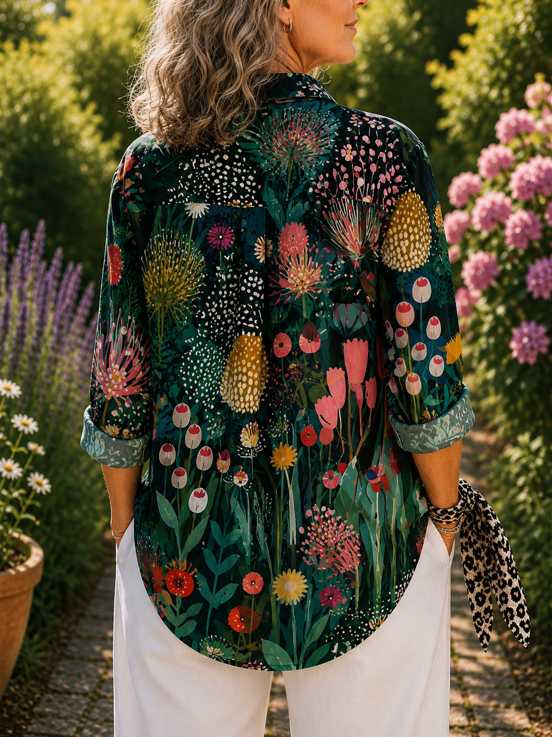 Inna - Peacock Grace Button-Up Blouse