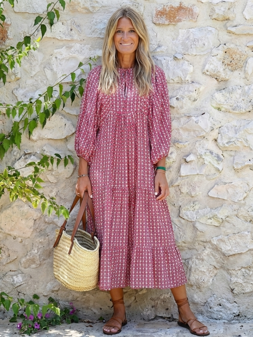 Arlene - Geometric Print Midi Dress