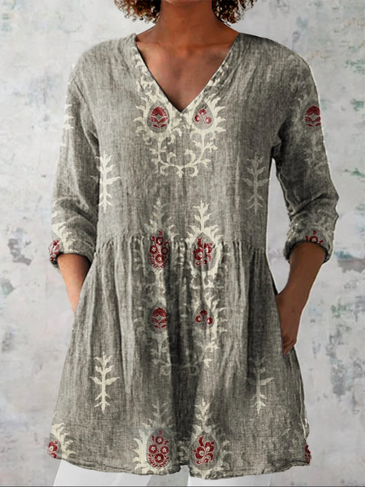 Annie - Long Blouse with V-Neck