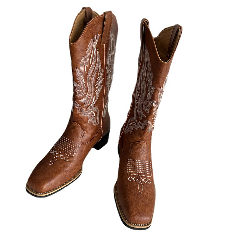 Genevieve - Embroidered Mid-Calf Boots