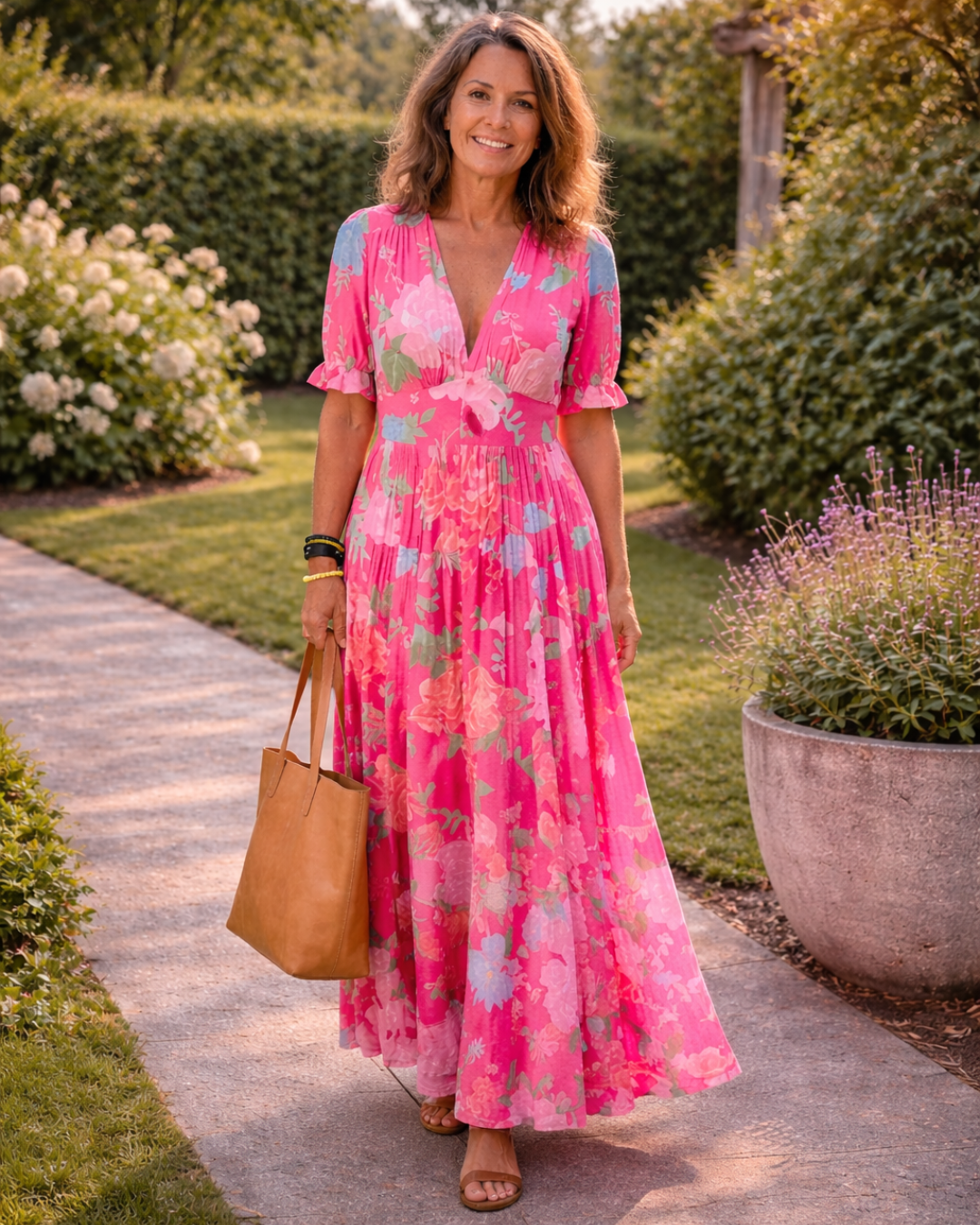 Lana - Sleeveless V-Neck Floral Midi Dress