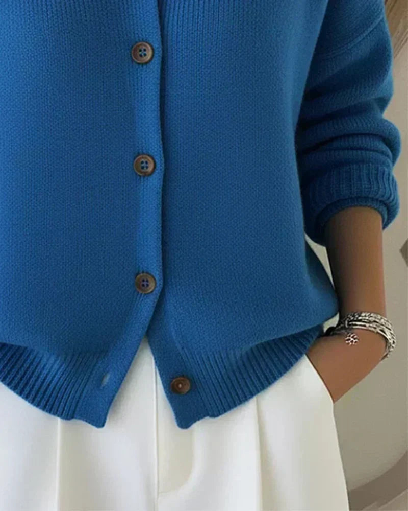 Maisie – Cropped Collared Knit Cardigan
