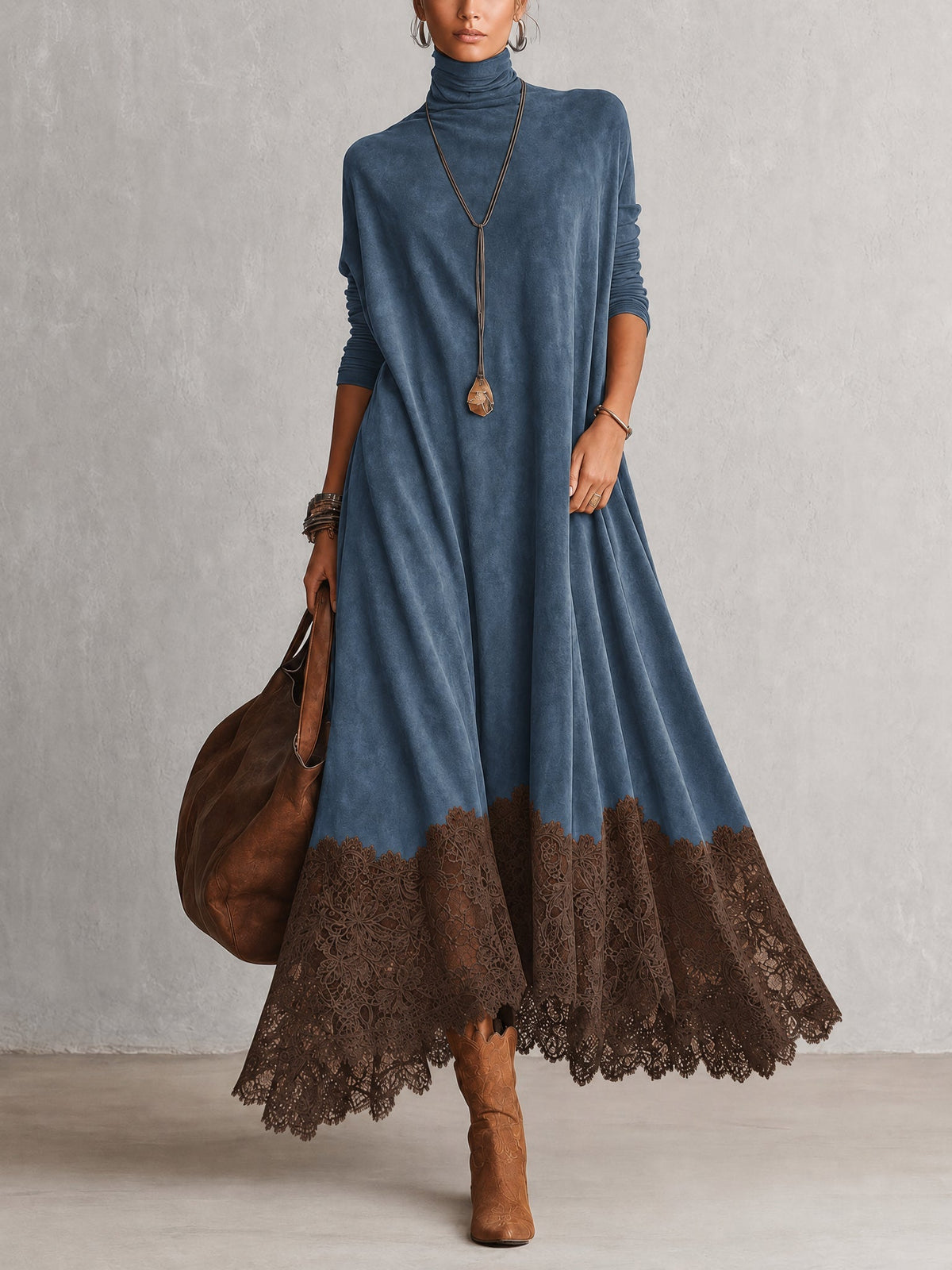 Lorie – Vintage Suede Maxi Dress