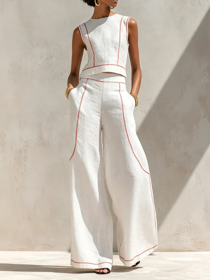 Xera - Sleeveless Top and Wide Leg Set