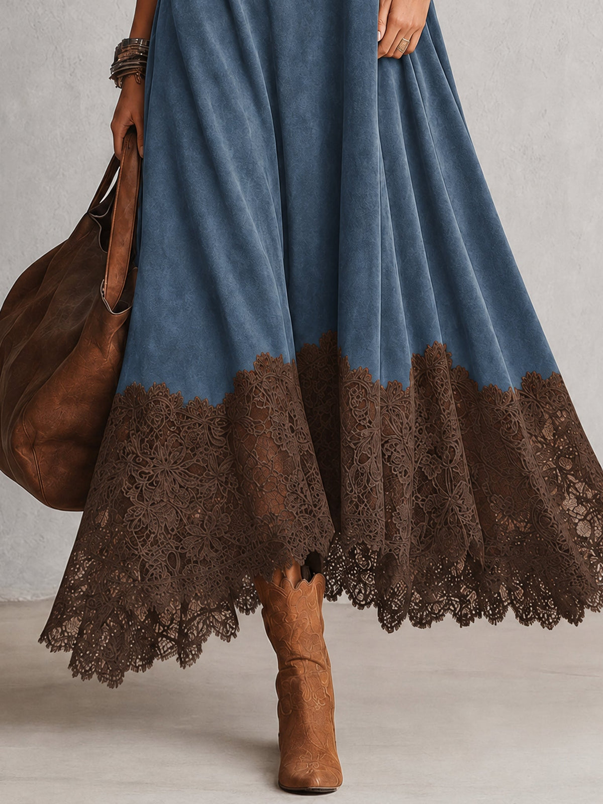 Lorie – Vintage Suede Maxi Dress