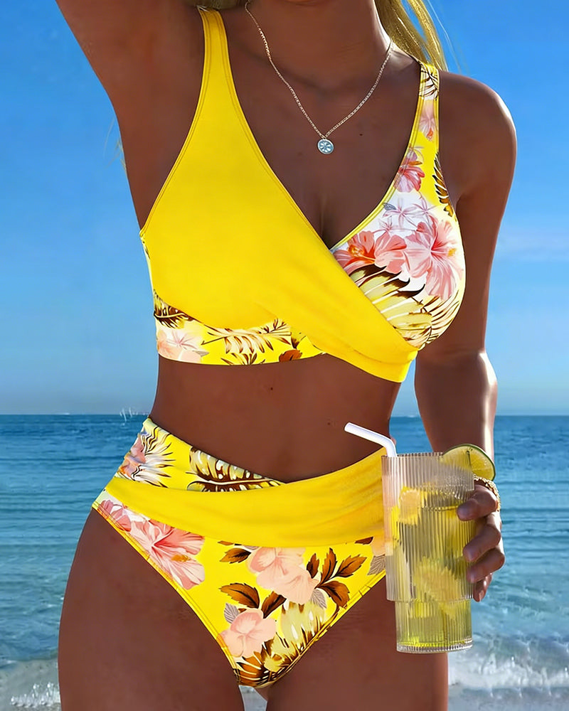 Levy - Floral Contrast Bikini Set