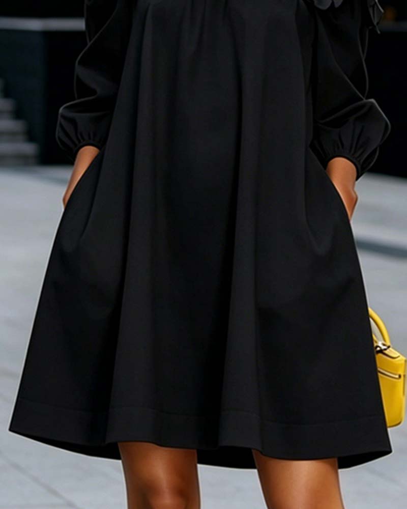 Normie - Elegant Off-Shoulder Floral Accent Dress