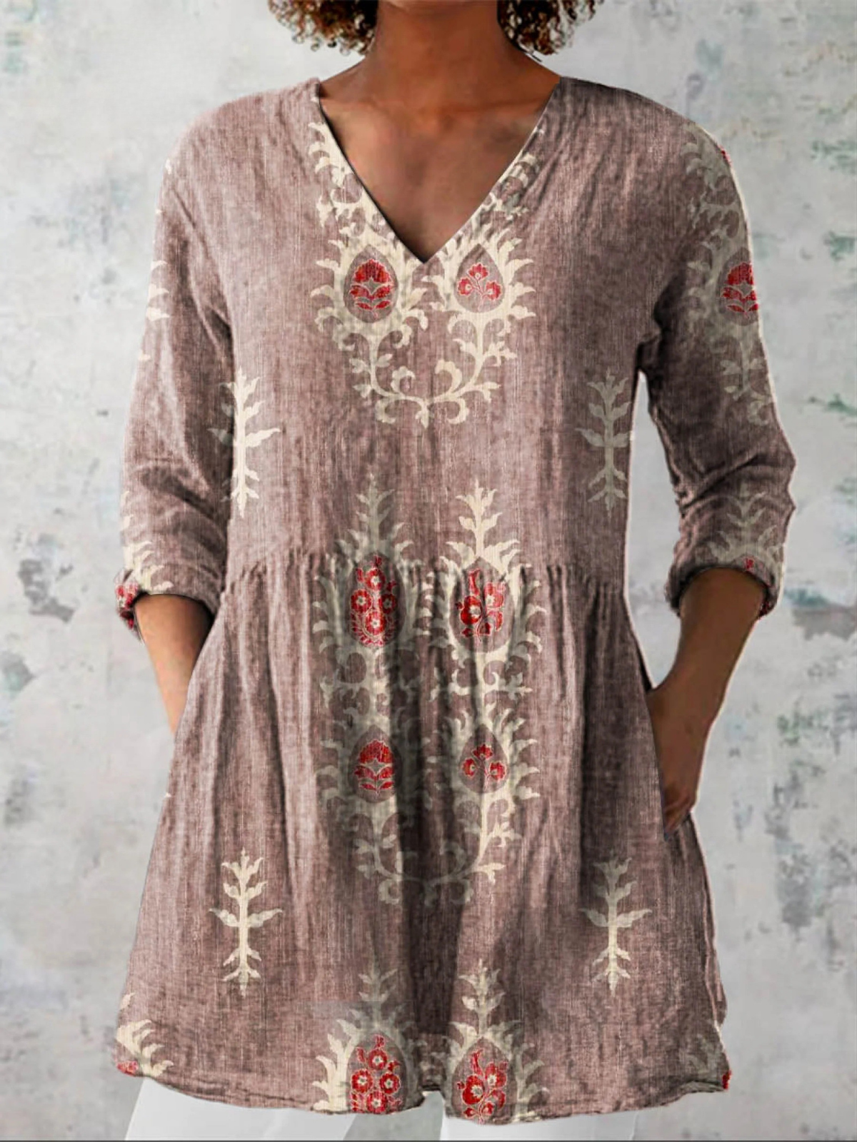 Annie - Long Blouse with V-Neck