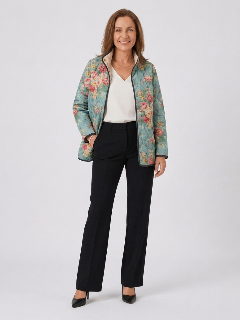 Rhea – Quilted Celadon Rose Jacket
