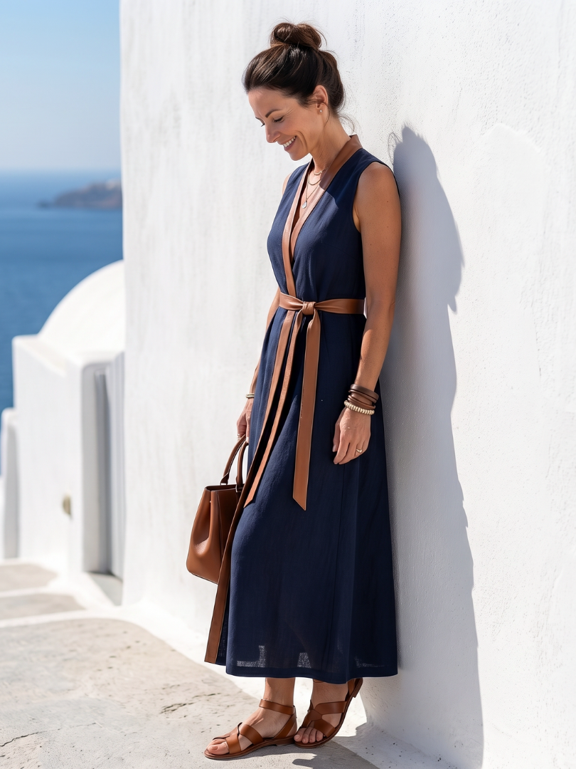 Miles -  Contrast Line Midi Dress