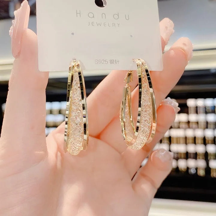 Marina – Woven Oval Silver Earrings