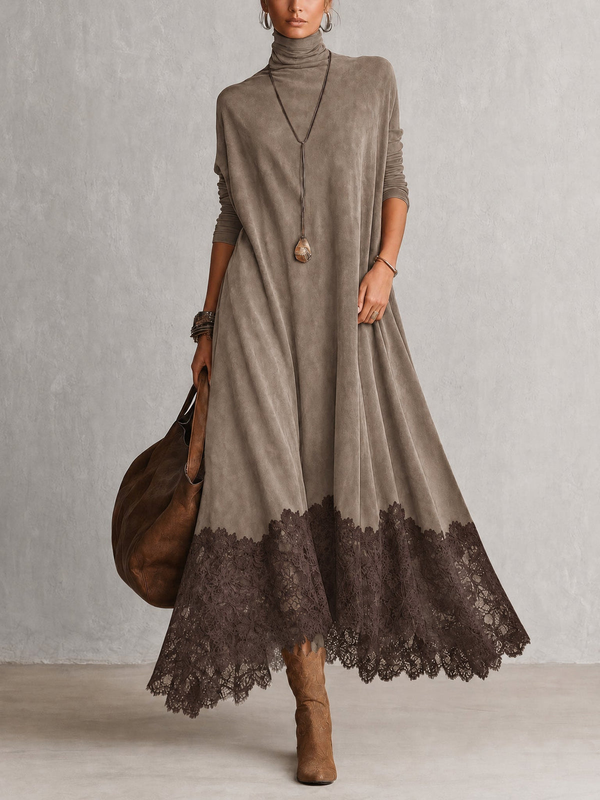 Lorie – Vintage Suede Maxi Dress