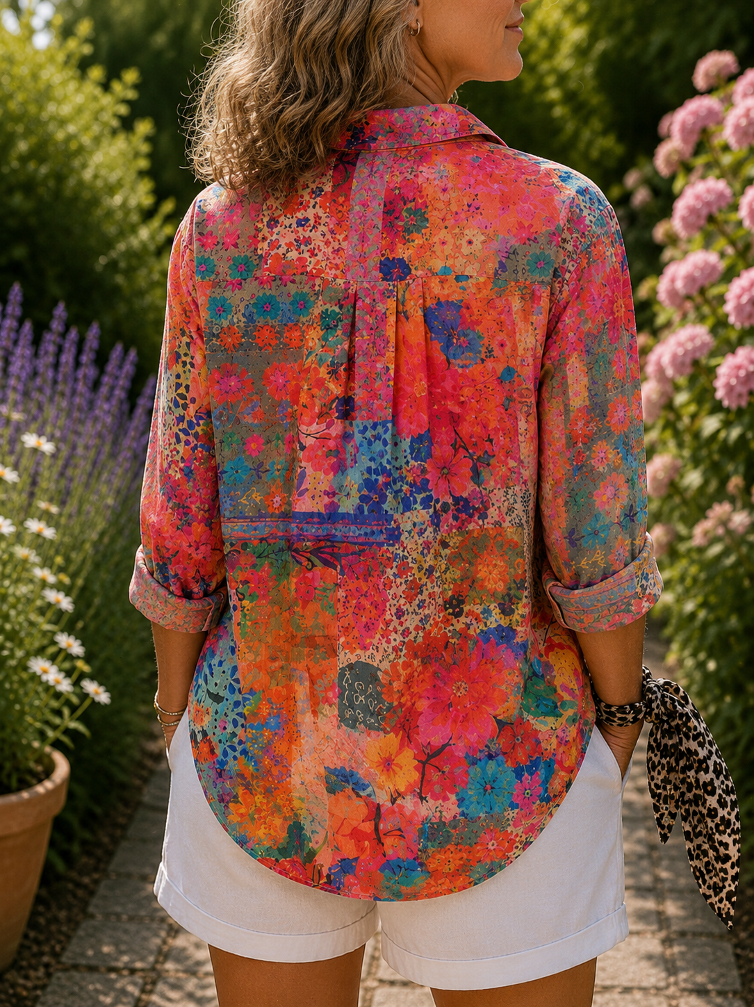 Pauleen - Vibrant Artistic Button-Up Blouse
