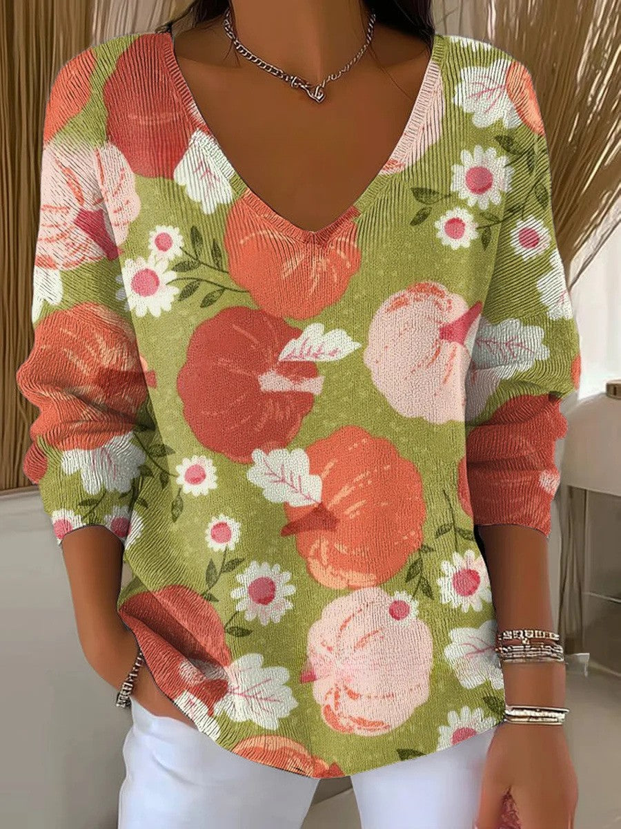 Heliena – Knitted Sweater with V-Neck