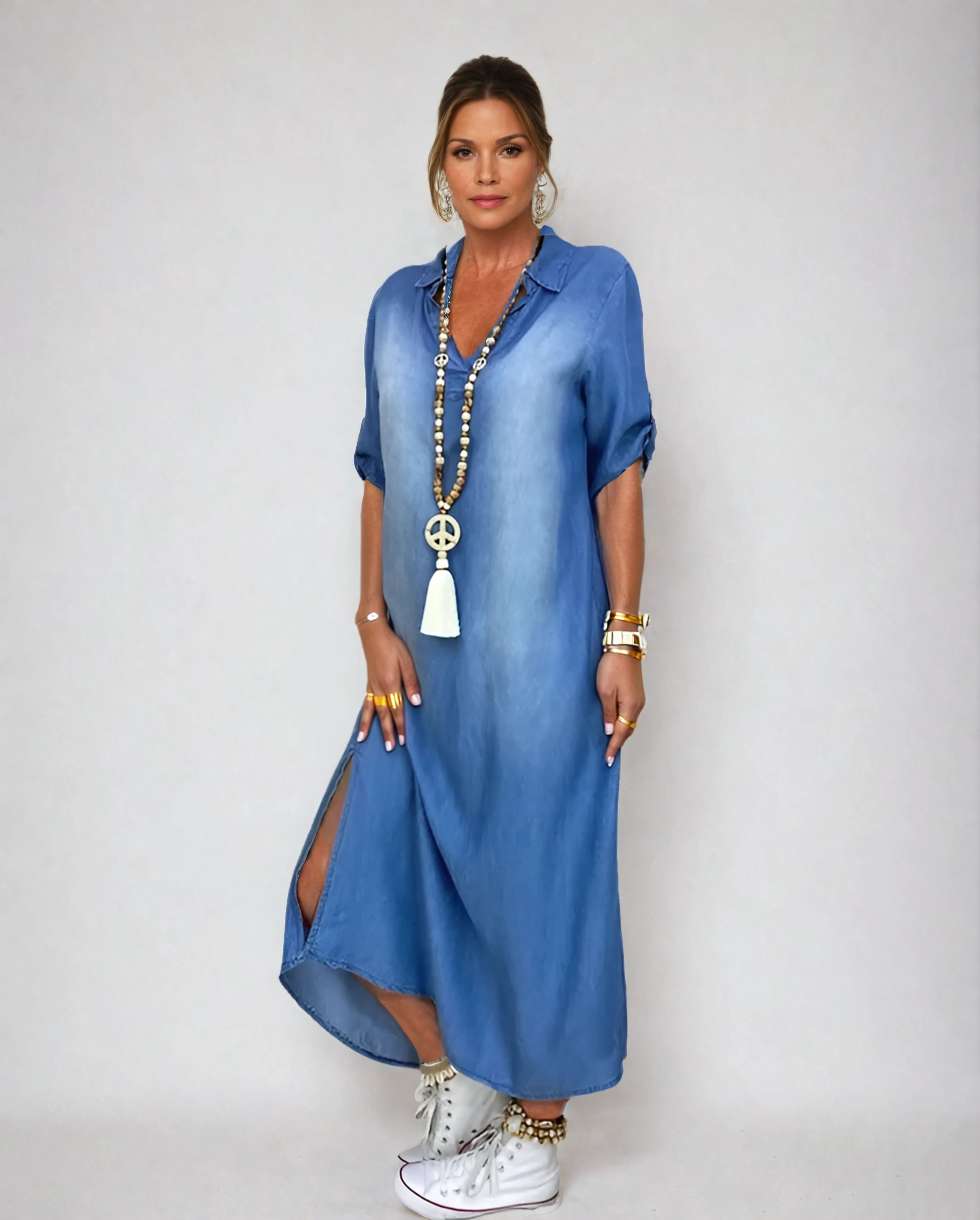 Lucille - Long Denim Style Dress