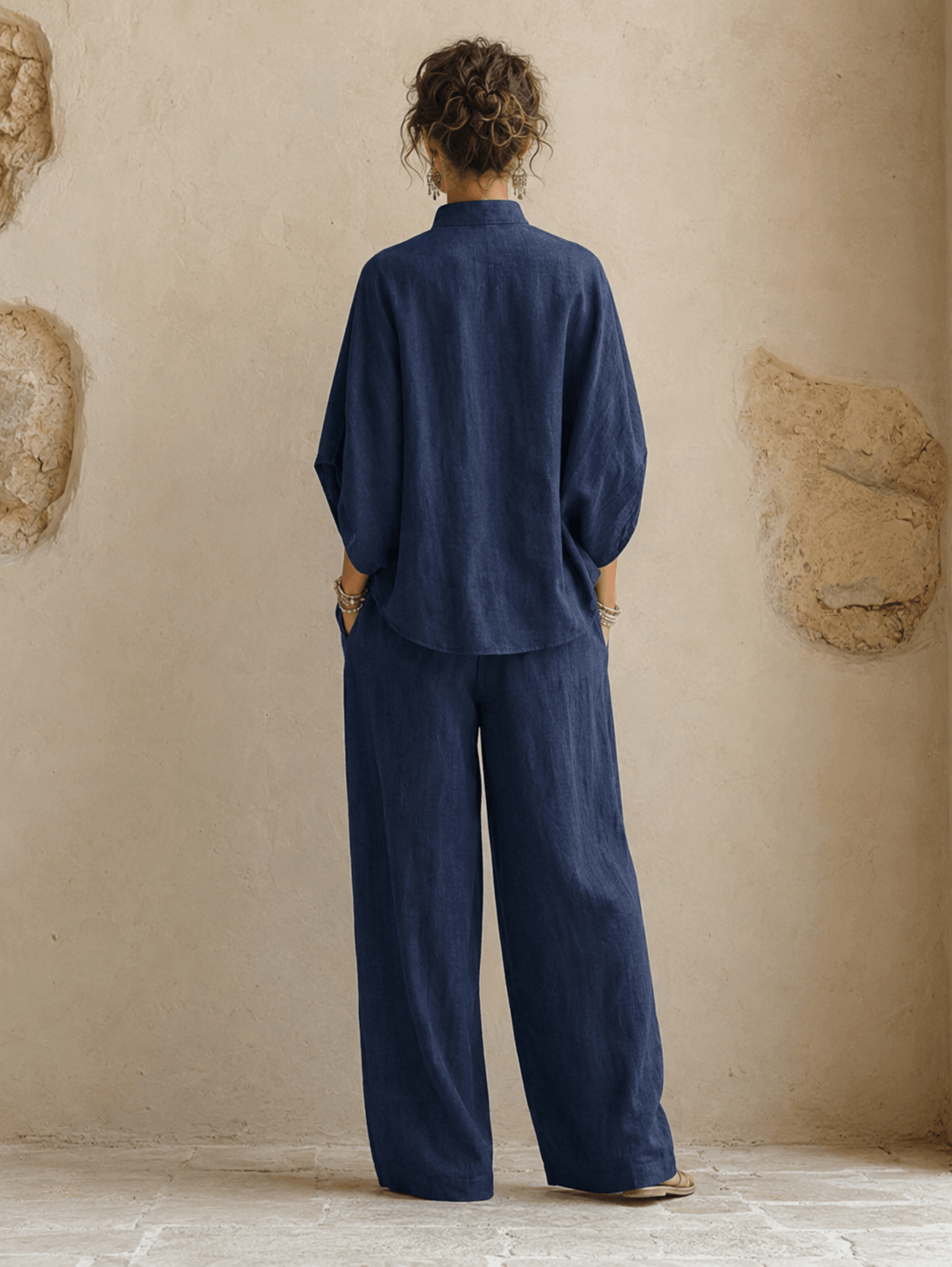 Carmen – Batwing Blouse and Wide-Leg Pants Set