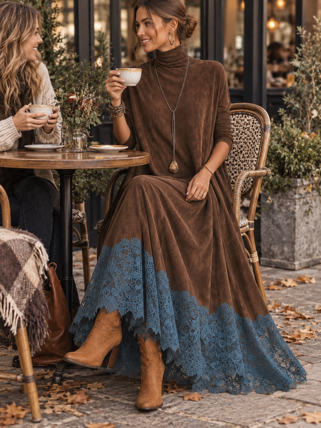 Lorie – Vintage Suede Maxi Dress