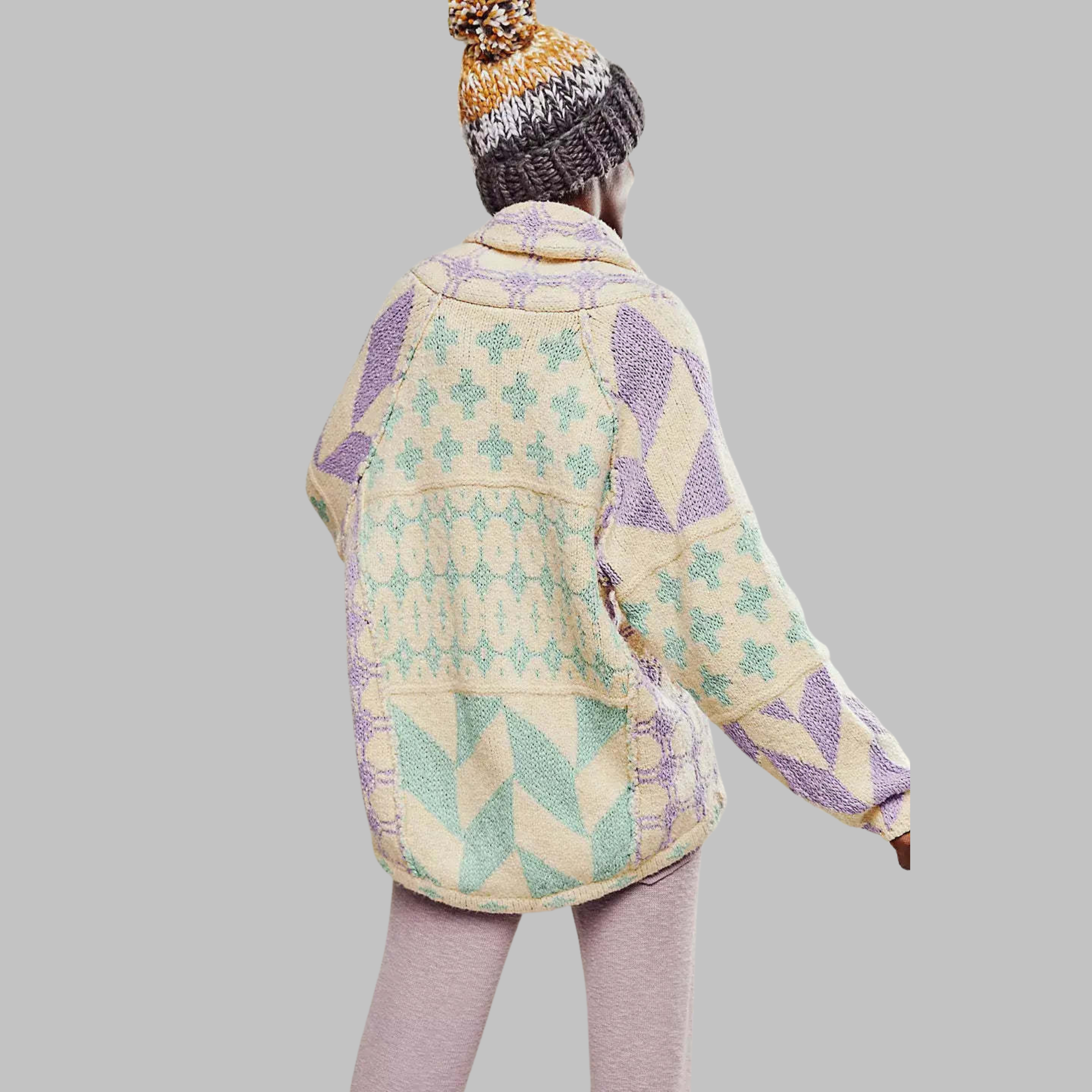 Felia – Vintage Oversized Button-Down Collar Cardigan