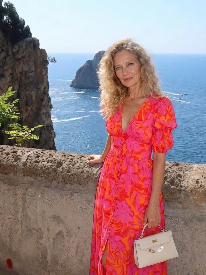 Devina - Floral V-Neck Midi Dress