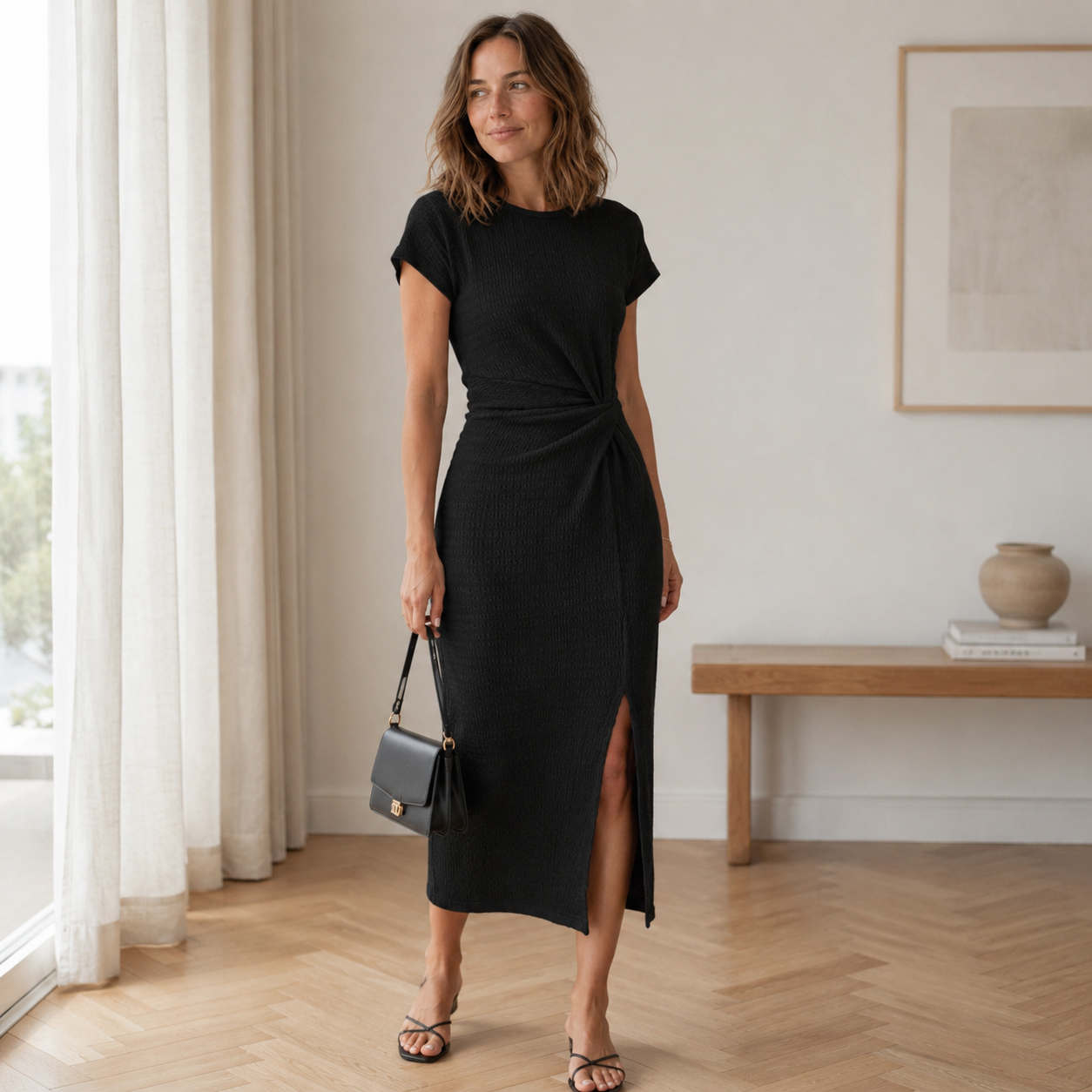 Pricila - Ribbed Knotted Midi Dress