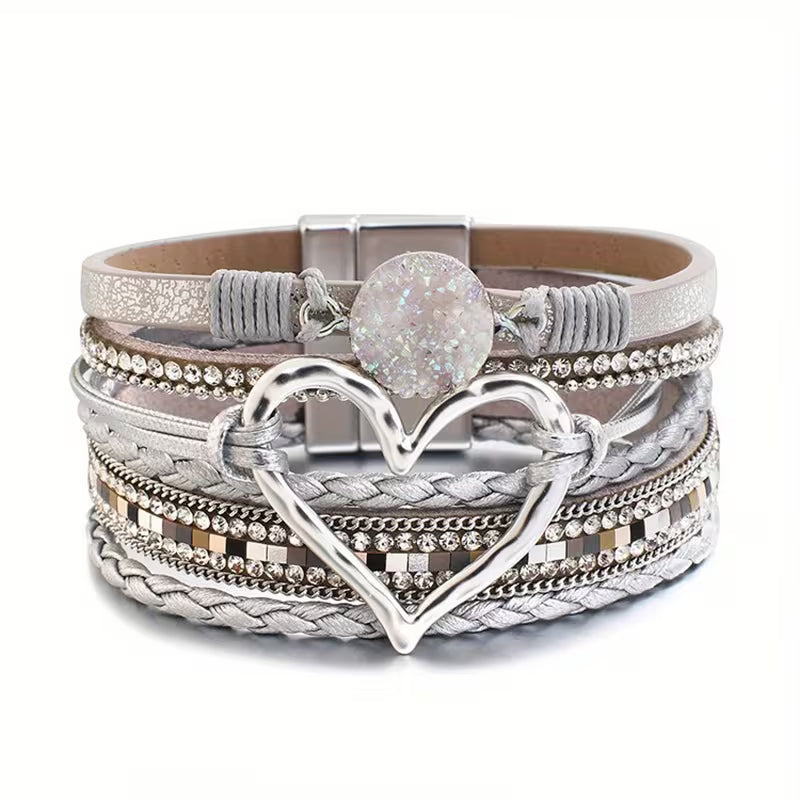Georgia - Bohemian Multi-Layer Heart Leather Bracelet