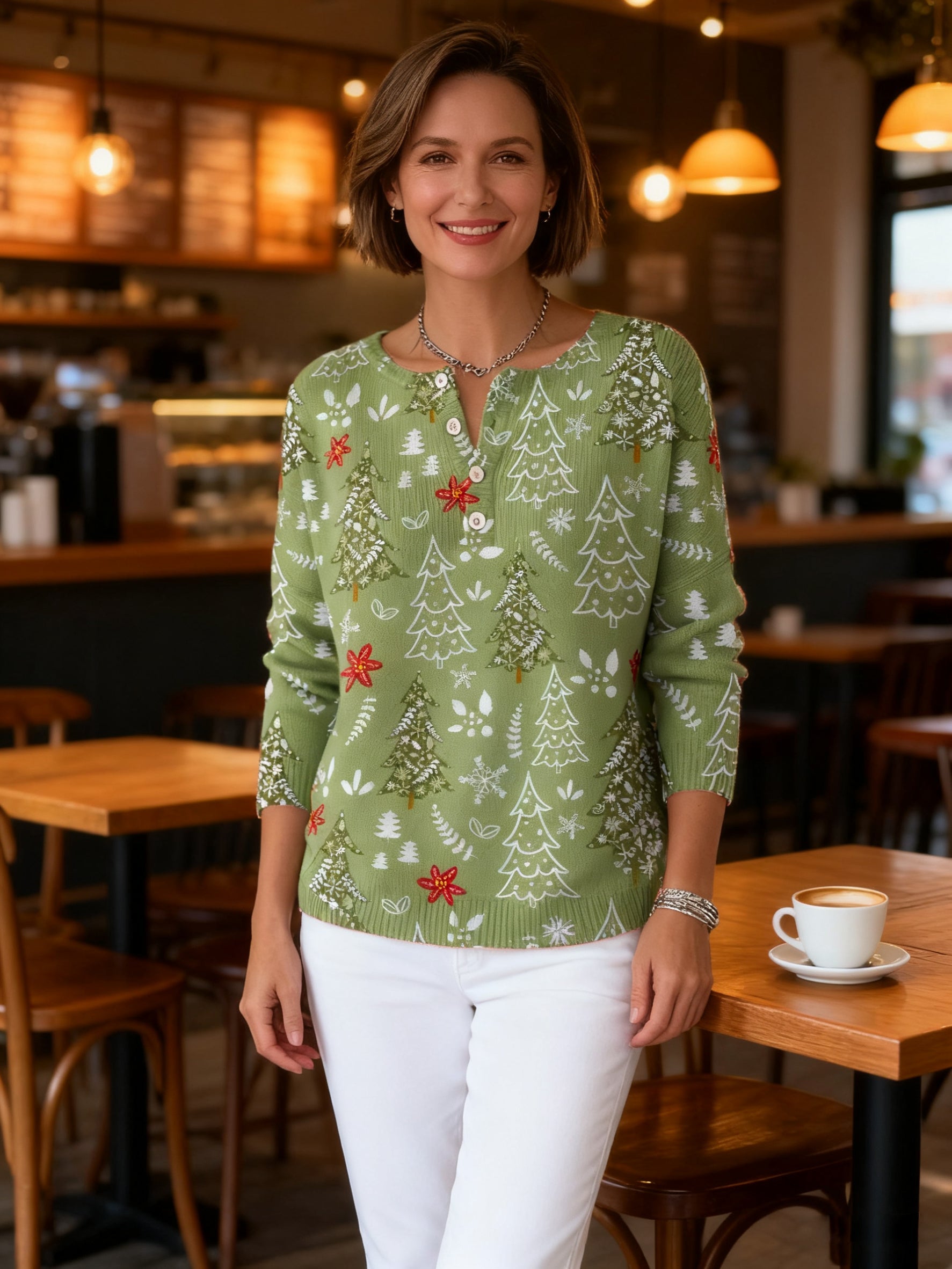 Clairre – Festive Christmas Sweater with Buttons