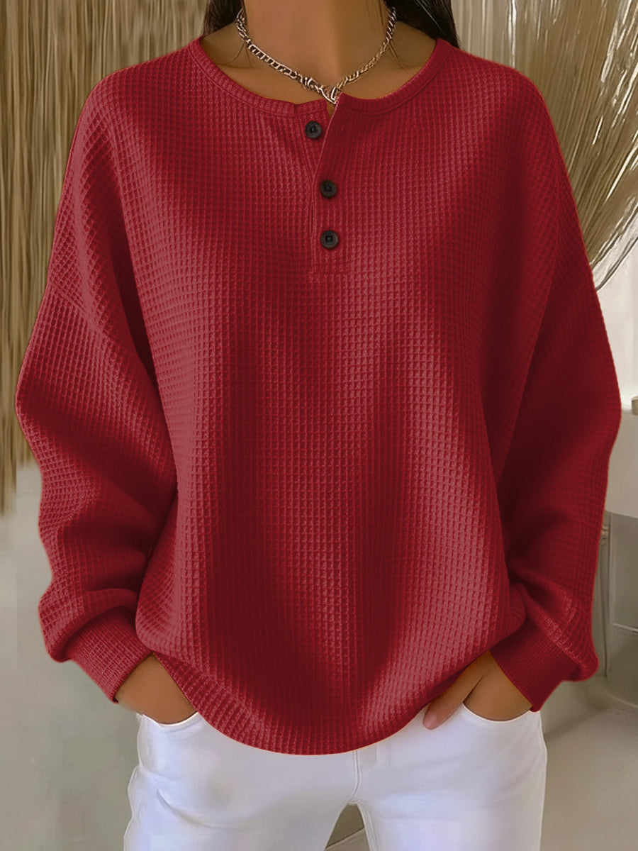 Tessa – Textured Henley Sweatshirt