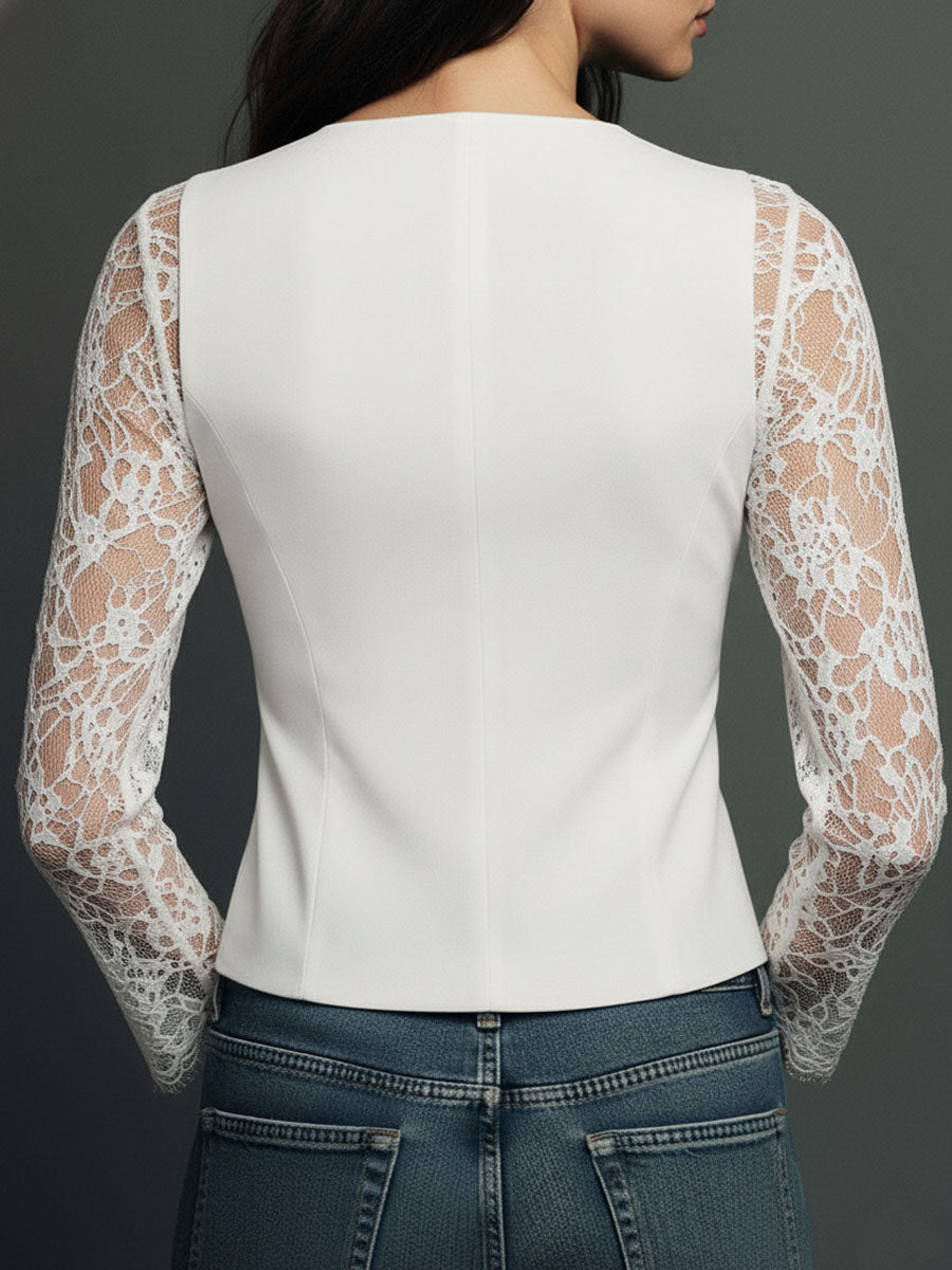 Callie – Black Lace Sleeve Blazer
