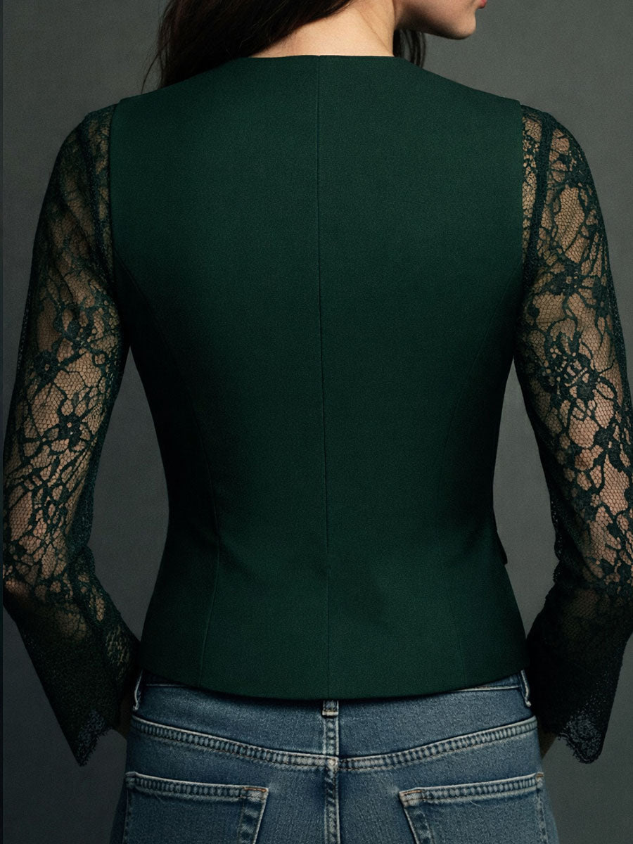 Callie – Black Lace Sleeve Blazer